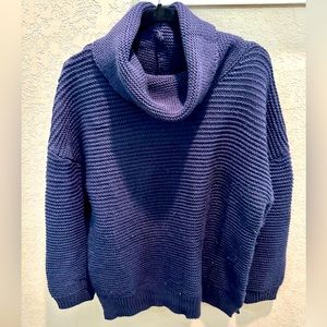 Navy Blue Cowl Neck Sweater